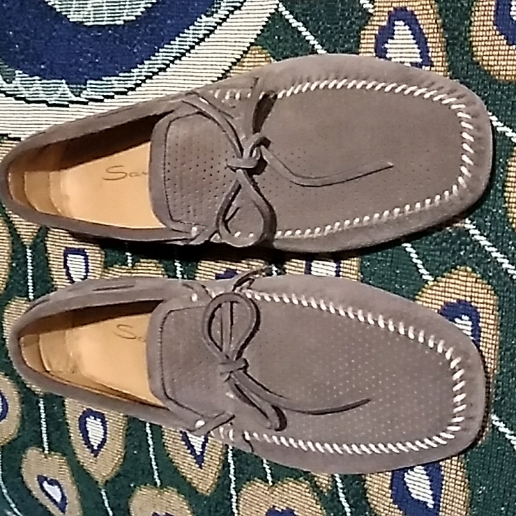 Santoni Light Brown Suede Loafers Size 9us